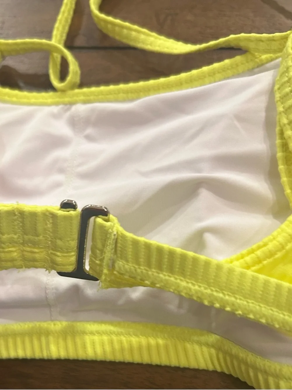 Halara Ribbed Bikini Top Size Large Neon Yellow NWOT